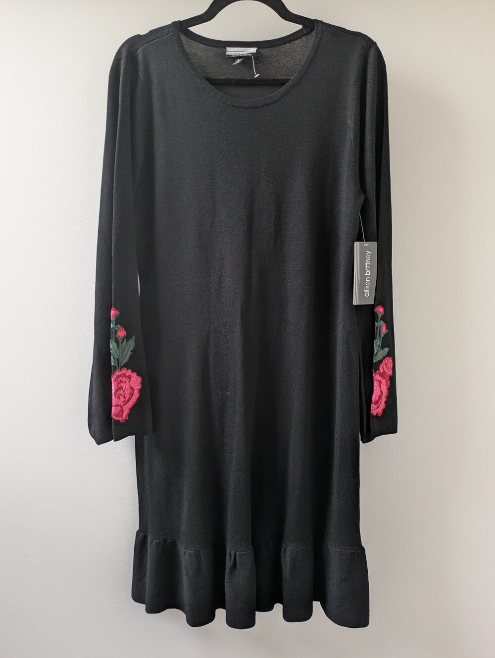 Allison Brittney Black Crewneck Sweater Dress